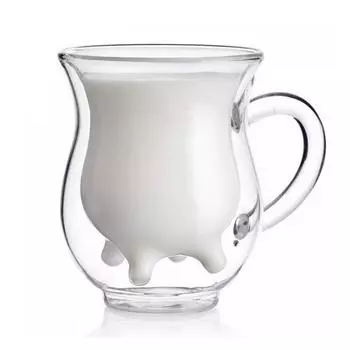 Симпатичная стеклянная чашка для молока с двойным остеклением. Выдувная кофейная чашка ручной работы. Инновационные кружки для кофе и чая. Стакан 250 мл.