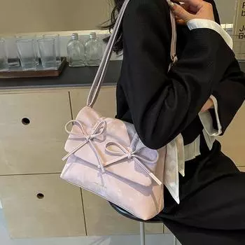 Симпатичная сумка через плечо с бантом, милая сумка через плечо, женская модная сумочка и кошелек розовый