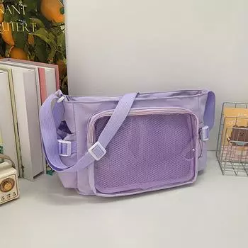 Симпатичная сумка через плечо в академическом стиле для девочек, большая вместимость, универсальная сумка почтальона, прозрачная сумка для боли чёрный