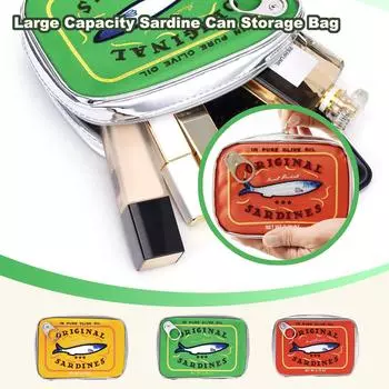 Симпатичная сумка для хранения консервных банок из-под сардин большой емкости, интересная и персонализированная ручная косметичка One Size зелёный