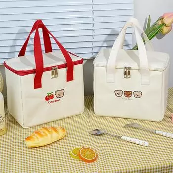Симпатичная сумка для ланча, большая вместимость, холщовая антиохлаждающая сумка, алюминиевая фольга, изолированная коробка для еды, офисный работник, портативная сумка для бенто