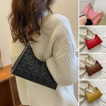 Симпатичная сумка-мессенджер с классической цепочкой, однотонный подарок для подарка чёрный