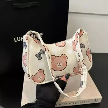 Симпатичная сумка с рисунком из мультфильма для женщин, подмышечные пельмени, повседневная сумка через плечо, мягкая и удобная, новая ткань,