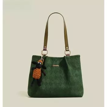 Симпатичная сумка-тоут с подвеской для женщин, большая вместимость, модная сумка через плечо в стиле колледжа для поездок на работу No pendant