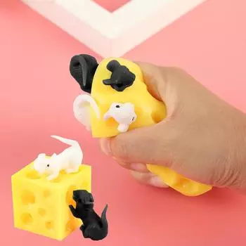 Симпатичная сырная мышь, креативная, хитрая, страшная, музыкальная декомпрессионная игрушка One Size жёлтый