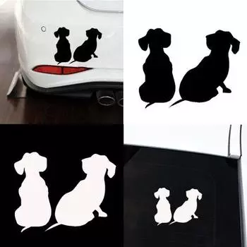 Симпатичная такса собака автомобиль внедорожник грузовик тело окна светоотражающие наклейки декор чёрный