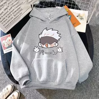 Симпатичная толстовка с капюшоном Kawaii Satoru Gojo, модная женская толстовка Harajuku Jujutsu Kaisen, женская аниме унисексга, толстовки с капюшоном с героями мультфильмов, Корея унисекс 2XL
