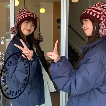 Симпатичная вязаная шапка из роговой шерсти с бахромой, женская, осень-зима 2024 года, большой обхват головы, головной убор, универсальная шапка M56-58cm красный