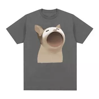 Симпатичная забавная футболка с рисунком Pop Cat Meme, мужская и женская модная футболка в стиле ретро в стиле Харадзюку, летняя повседневная футболка большого размера из 100% хлопка S чёрный