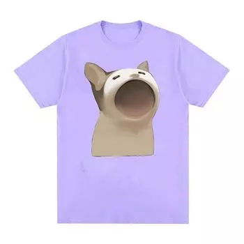 Симпатичная забавная футболка с рисунком Pop Cat Meme, мужская и женская модная футболка в стиле ретро в стиле Харадзюку, летняя повседневная футболка большого размера из 100% хлопка S чёрный