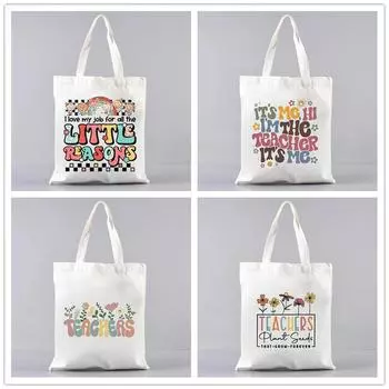 Симпатичная женская холщовая сумка-тоут, многоразовые сумки для поездок на работу, подарок учителю, модная женская сумка через плечо, сумка для покупок 35x40cm