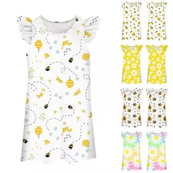 Симпатичное детское платье для повседневных игр с детским платьем с развевающимися рукавами 100