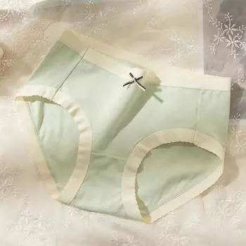 Симпатичное и удобное женское нижнее белье со средней посадкой, дышащие треугольные брюки с бантом без следов M