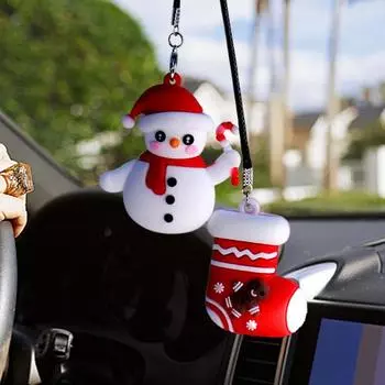 Симпатичное качающееся украшение для автомобиля Санта-Клаус, рождественская елка, подвеска для салона автомобиля в виде снеговика, рождественская трость, подвеска для автомобиля Санта-Клауса, рождественская елка