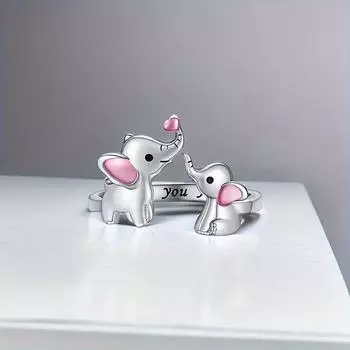 Симпатичное кольцо-манжета с очаровательным слоном, семейный дизайн, посеребренное розовое сердце или желтая маргаритка. Сделайте свой звонок идеальным подарком для семьи/друзей розовый