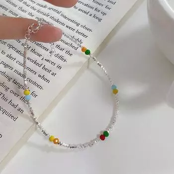 Симпатичное красочное ожерелье с бисером и разбитым браслетом и цепочкой для ног, комплект из трех предметов с нишевым дизайном