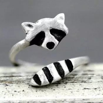Симпатичное маленькое кольцо с енотом в стиле бохо, модное открытое кольцо, вечерние ювелирные подарки для женщин серебряный
