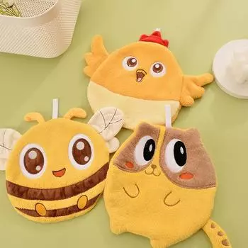 Симпатичное мультяшное полотенце, подвесное двухслойное утолщенное кухонное полотенце, туалет, носовой платок, детское полотенце белый