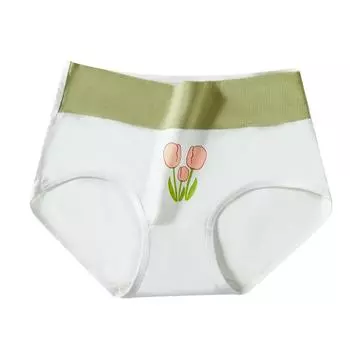 Симпатичное нижнее белье с принтом, женские хлопковые треугольные брюки, дышащее нижнее белье с высокой талией без следов для девочек M