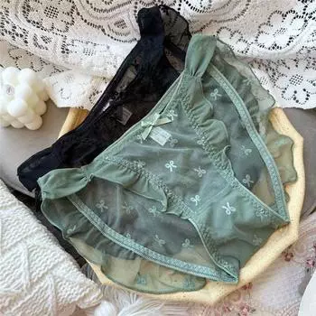 Симпатичное нижнее белье, удобные трусы на бедрах с сетчатым бантом и трусиками с низкой посадкой для женщин One Size