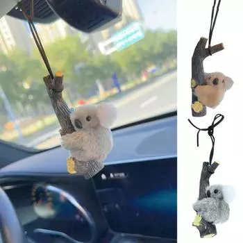 Симпатичное зеркало заднего вида с коалой, подвесное украшение со шнурком, легко повесить, аксессуары для салона автомобиля, украшение для рождественской елки хаки