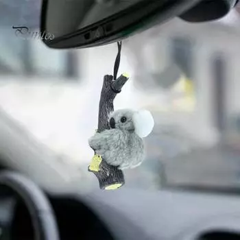 Симпатичное зеркало заднего вида с коалой, подвесное украшение со шнурком, легко повесить, аксессуары для салона автомобиля, украшение для рождественской елки хаки