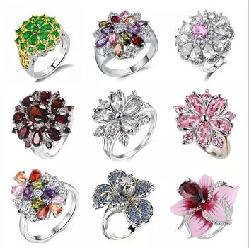 Симпатичное женское кольцо с розовым кристаллом и камнем, очаровательное высококлассное тонкое обручальное кольцо для женщин, изящное обручальное кольцо невесты с цветком циркона 5