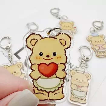 Симпатичные акриловые масляные брелки для ключей с изображением медведя, мультяшные брелки для ключей, украшения для женщин, рюкзаков, подвески, аксессуары для декора