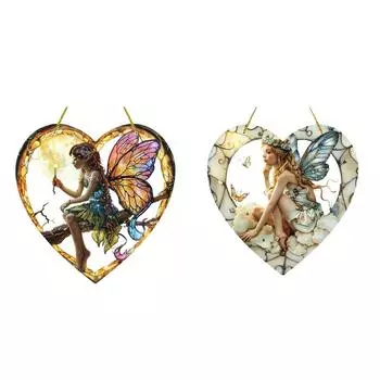 Симпатичные эльфы Акриловые ловцы солнца плоская подвеска, для дома, сада, двора, подвесные украшения A