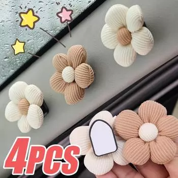 Симпатичные автомобильные крючки, центральная консоль приборной панели автомобиля, тканевые цветы, украшения своими руками, многофункциональные маленькие самоклеящиеся крючки