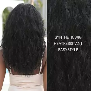 Симпатичные черные вьющиеся парики Сексуальный парик из волнистых волос Женский короткий парик с сеткой для волос Термостойкая синтетическая ткань чёрный