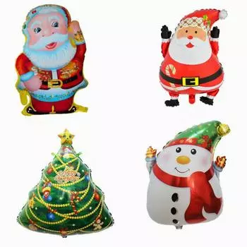 Симпатичные елки Санта-Клауса, снеговика, фольгированные шары, мультяшные рождественские украшения, вечерние гелиевые алюминиевые шарики, праздничные 63cmx46cm