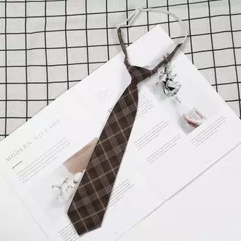 Симпатичные клетчатые ретро шелковистые узкие галстуки в японском стиле для костюмов и униформы