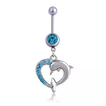 Симпатичные кольца со стразами для пирсинга в виде дельфина, модные украшения для тела, блестящая пряжка для пупка