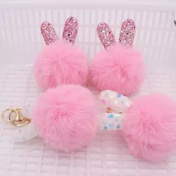 Симпатичные кроличьи уши, меховой шарик, брелок, плюшевая сумка, подвеска, одежда, брелок для ключей, аксессуары 8*12cm