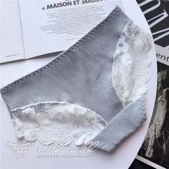 Симпатичные кружевные сексуальные трусы, женское нижнее белье с бантом, женские трусики One Size белый