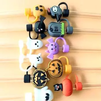 Симпатичные крышки для соломинок, совместимые с 30 40 унций, 4 шт. силиконовые многоразовые насадки для питья, аксессуары для стаканов, украшения на Хэллоуин 4*4.5*1.5cm