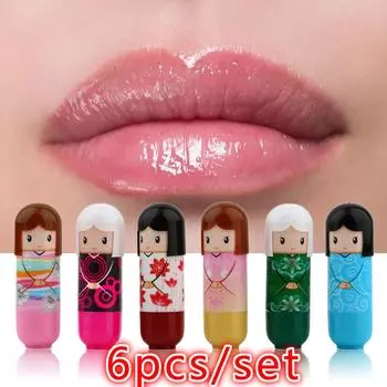 Симпатичные куклы-кимоно, увлажняющий блеск для губ, бальзам для губ, бесцветная помада, макияж 1pcs