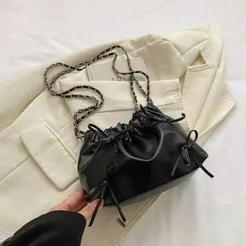 Симпатичные маленькие сумки через плечо с дизайном в виде галстука-бабочки для женщин, серебряные сумки из искусственной кожи, сумки-ведра