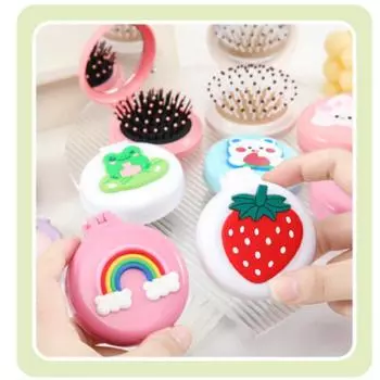 Симпатичные мини-складные гребни для волос с зеркалом, портативные для путешествий, массажная расческа для женщин и девочек, щетки для волос, аксессуары для укладки