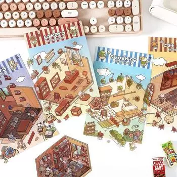 Симпатичные наклейки для ландшафтного дизайна в 3D-перспективе, наклейки для детских творческих комнат, магазинов мебели, украшений, игрушек 140*180mm