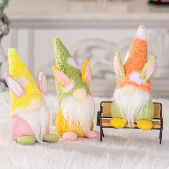 Симпатичные пасхальные кролики, мультяшные украшения, 1 шт., пасхальные украшения, украшение для рабочего стола комнаты оранжевый