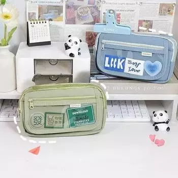 Симпатичные пеналы большой емкости, многослойные многофункциональные пеналы, студенческая ручка, пенал, школьные канцелярские принадлежности бежевый