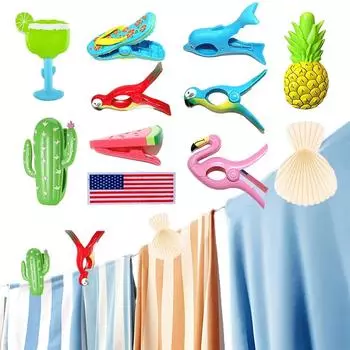 Симпатичные пластиковые зажимы для пляжных полотенец для шезлонгов, шезлонгов, декоративные прищепки для одежды с животными, булавки, большие сушилки, удерживающий зажим