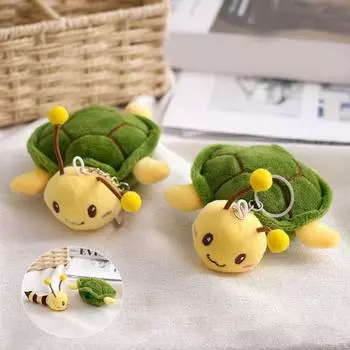 Симпатичные плюшевые игрушки в виде животных, брелок в виде пчелы, мультяшная черепаха, брелок для ключей, держатель для рюкзака, подвеска, украшение, украшение на день рождения жёлтый/зелёный