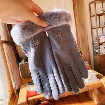 Симпатичные пушистые женские хлопковые перчатки