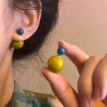 Симпатичные яркие цвета, двойные серьги-гвоздики с куркумой и желтым цветом для лета с уникальным дизайном жёлтый