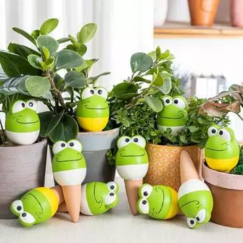 Симпатичные шарики для полива растений в виде лягушки, простые в установке, комнатные и уличные растения, самополивные шипы, автоматические