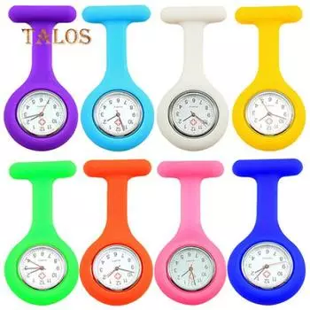 Симпатичные силиконовые Бенди Мягкие часы для медсестры Брошь Брелок Карманная туника Кварцевые часы темно-синий