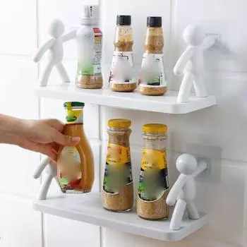 Симпатичные стеллажи для хранения косметики для ванной комнаты, пластиковые полки, белые полки, самоклеящаяся полка 1pc white